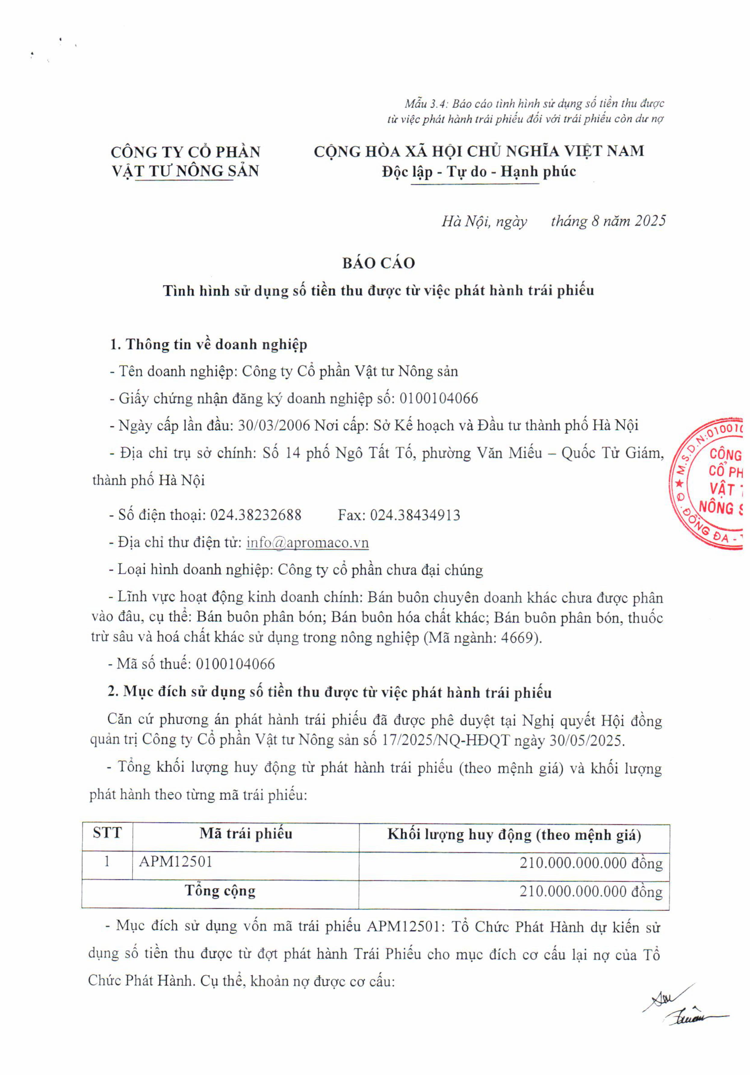 Mẫu 3.3 +3.4 Công bố thông tin về tình hình sử dụng số tiền thu được từ việc chào bán trái phiếu-hình ảnh-1