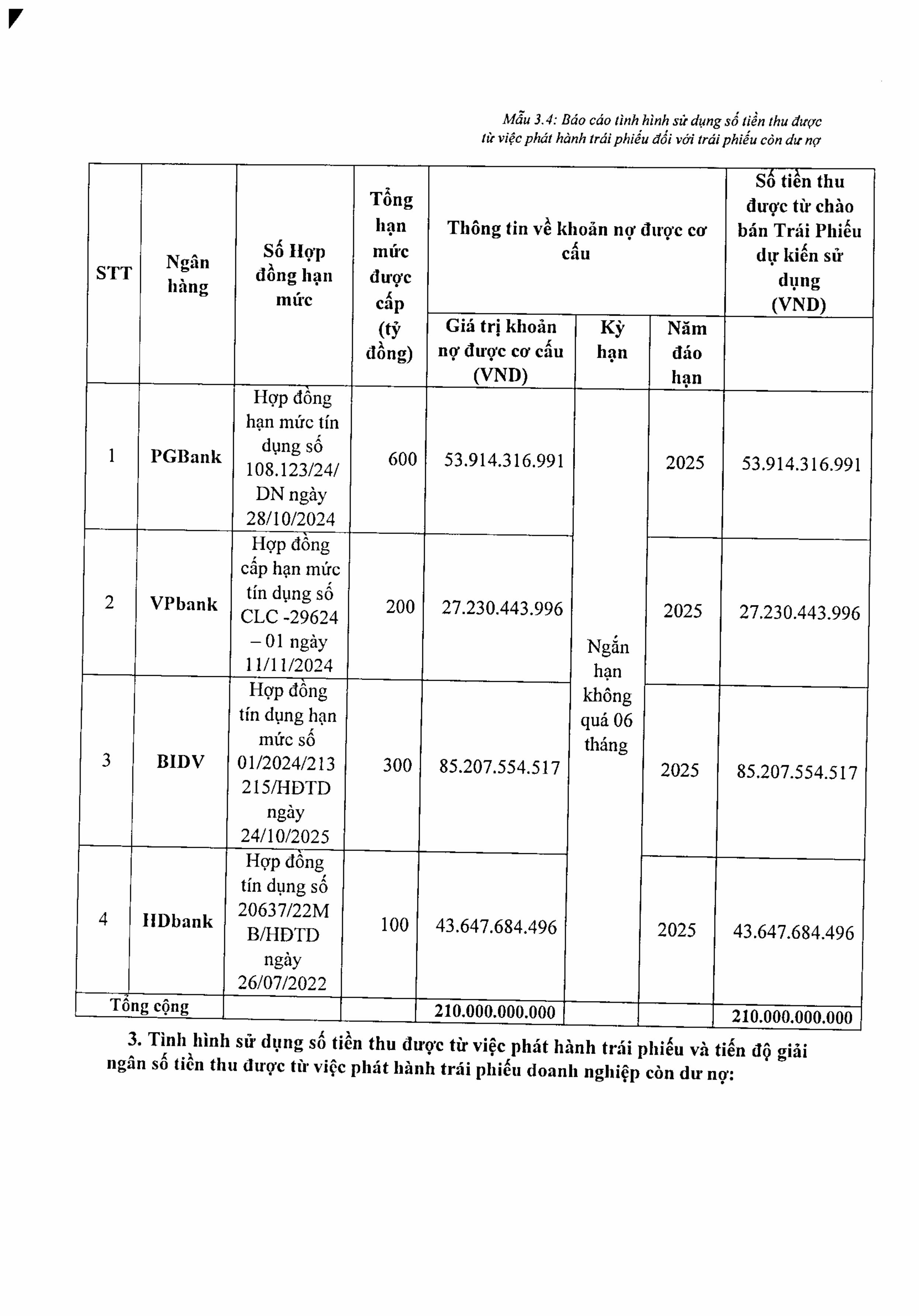 Mẫu 3.3 +3.4 Công bố thông tin về tình hình sử dụng số tiền thu được từ việc chào bán trái phiếu-hình ảnh-2