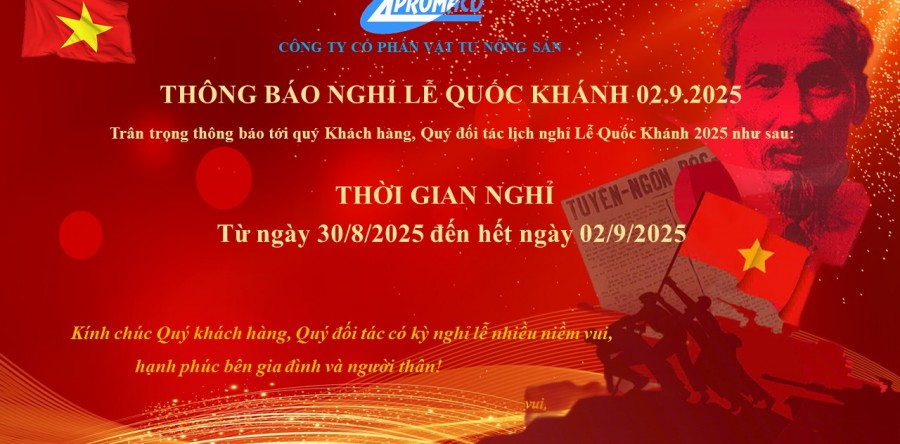 APROMACO THÔNG BÁO LỊCH NGHỈ LỄ QUỐC KHÁNH 2/9/2025