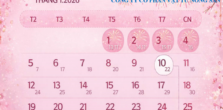 APROMACO THÔNG BÁO LỊCH NGHỈ TẾT DƯƠNG LỊCH NĂM 2026