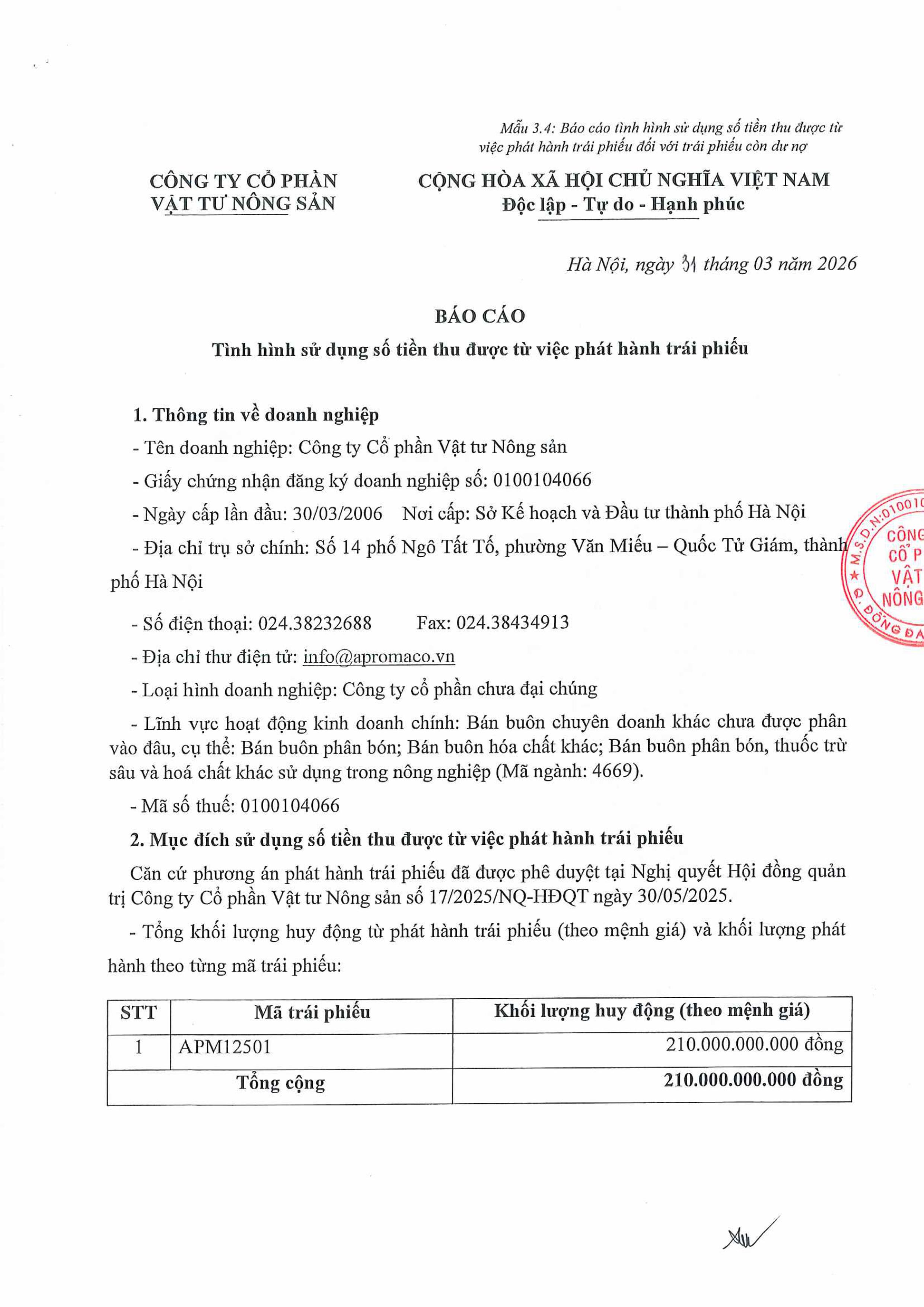 Công bố thông tin về tình hình sử dụng số tiền thu được từ phát hành trái phiếu 2025-hình ảnh-1