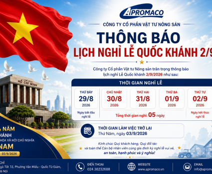 APROMACO THÔNG BÁO LỊCH NGHỈ LỄ 02/9/2026