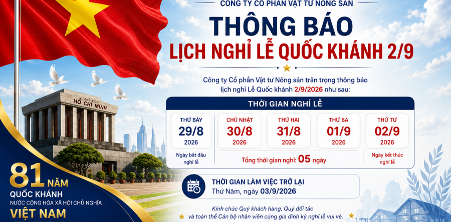APROMACO THÔNG BÁO LỊCH NGHỈ LỄ 02/9/2026